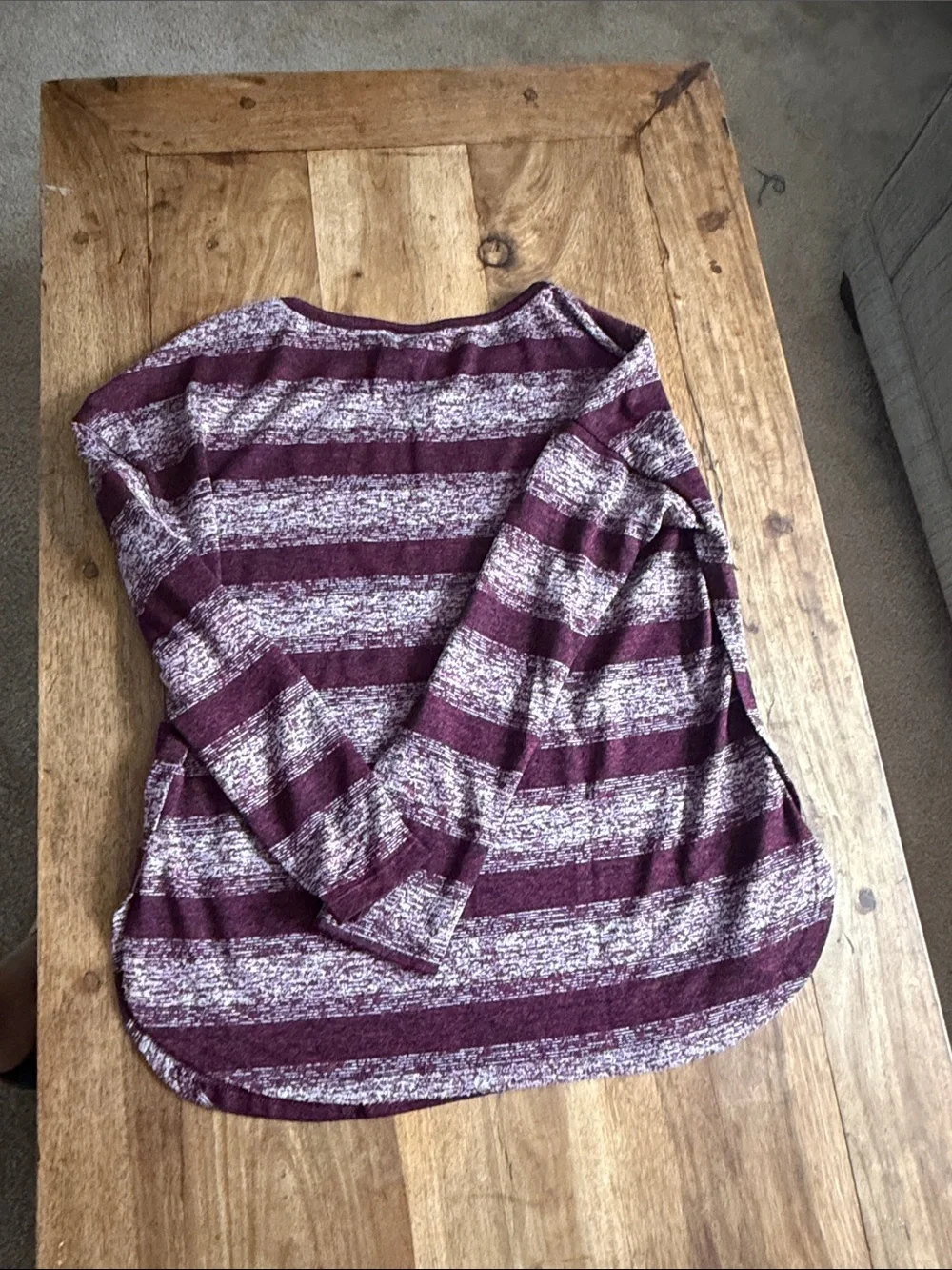 Women's Maroon Striped Lightweight Sweater